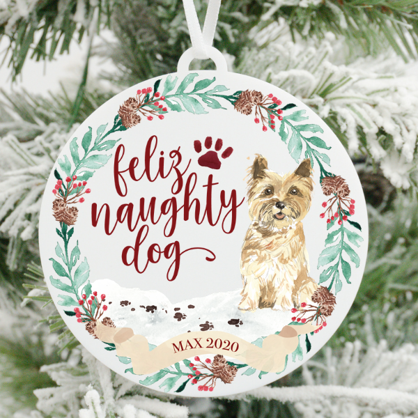 Feliz Naughty Dog Cairn Terrier Christmas Ornament