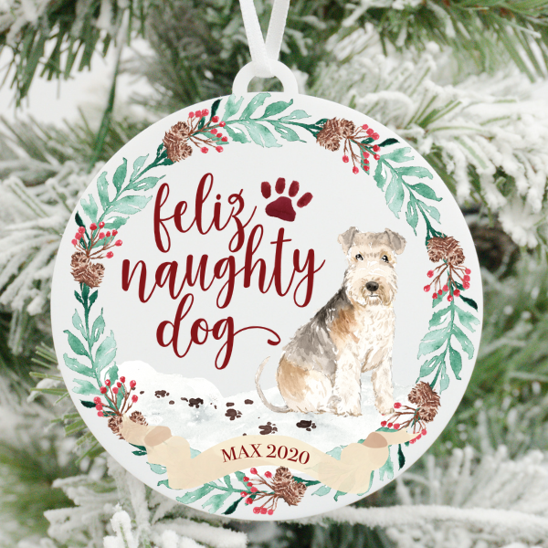 Feliz Naughty Dog Lakeland Terrier Christmas Ornament