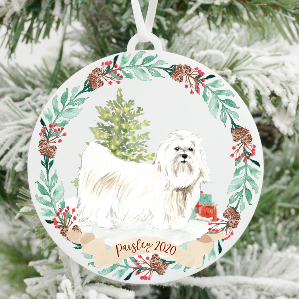 Maltese Christmas Ornament