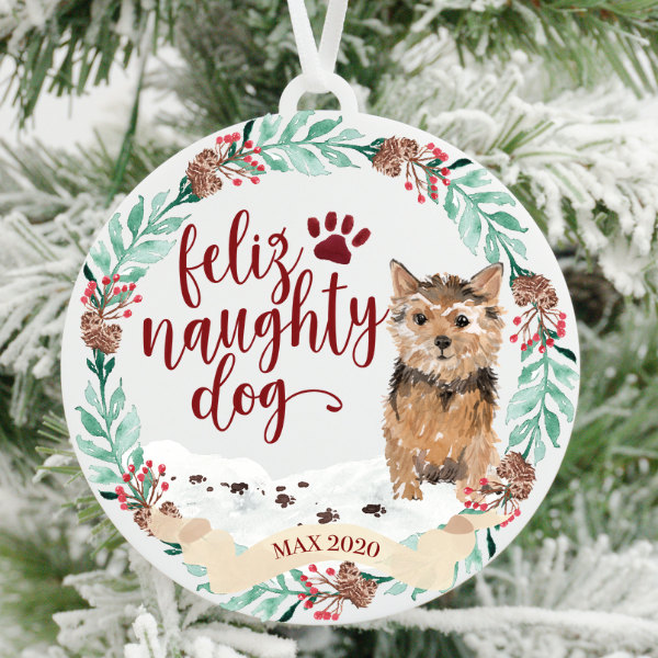 Feliz Naughty Dog Norfolk Terrier Christmas Ornament