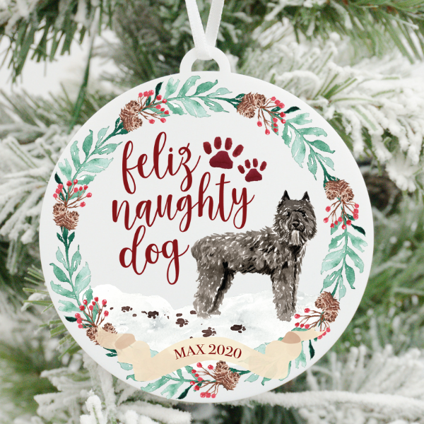 Feliz Naughty Dog Bouvier Des Flandres Christmas Ornament