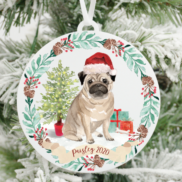 Pug Christmas Ornament