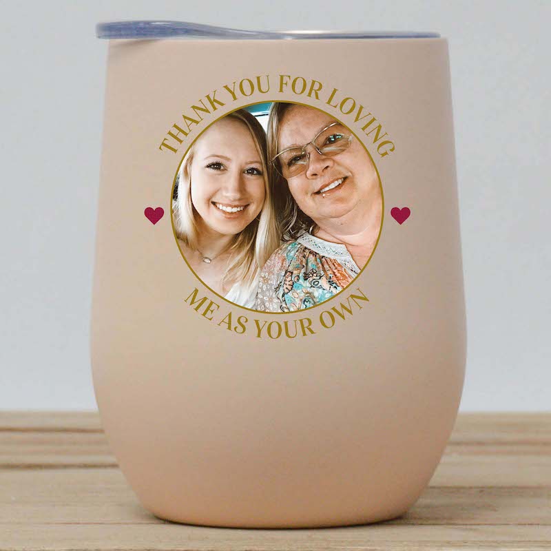 Bonus Mom Photo Wine Tumbler