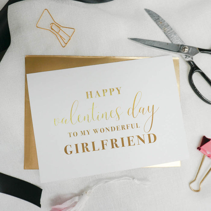 Happy Valentine's Day to my Wonderful Girlfriend Foiled Card