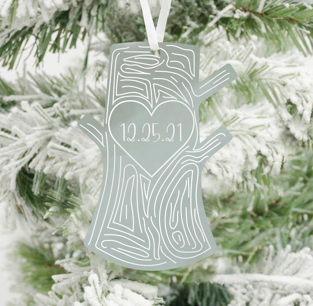 Carved Initial Tree Ornament
