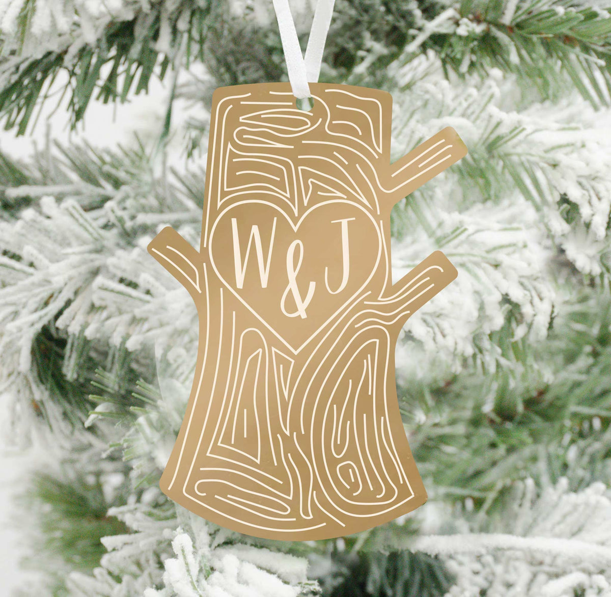 Carved Initial Tree Ornament
