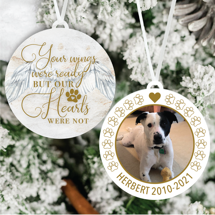 Dog Memorial Ornament | Wings Were Ready Our Hearts Were Not