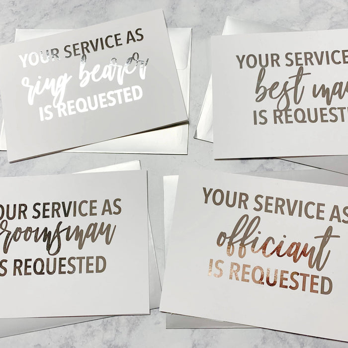 Your Service Is Requested as Groomsman Foiled Card & Envelope