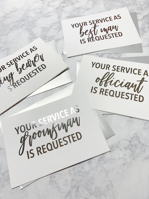 Your Service Is Requested as Groomsman Foiled Card & Envelope