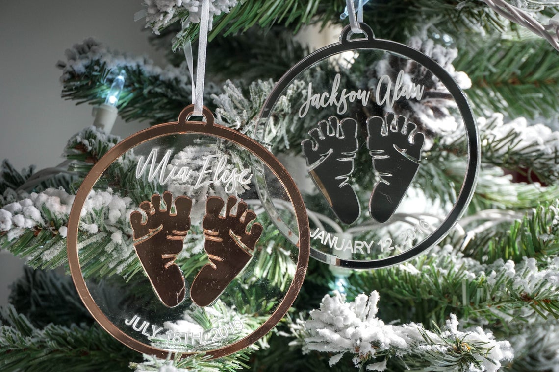 Baby Feet Personalized Engraved Christmas Ornament