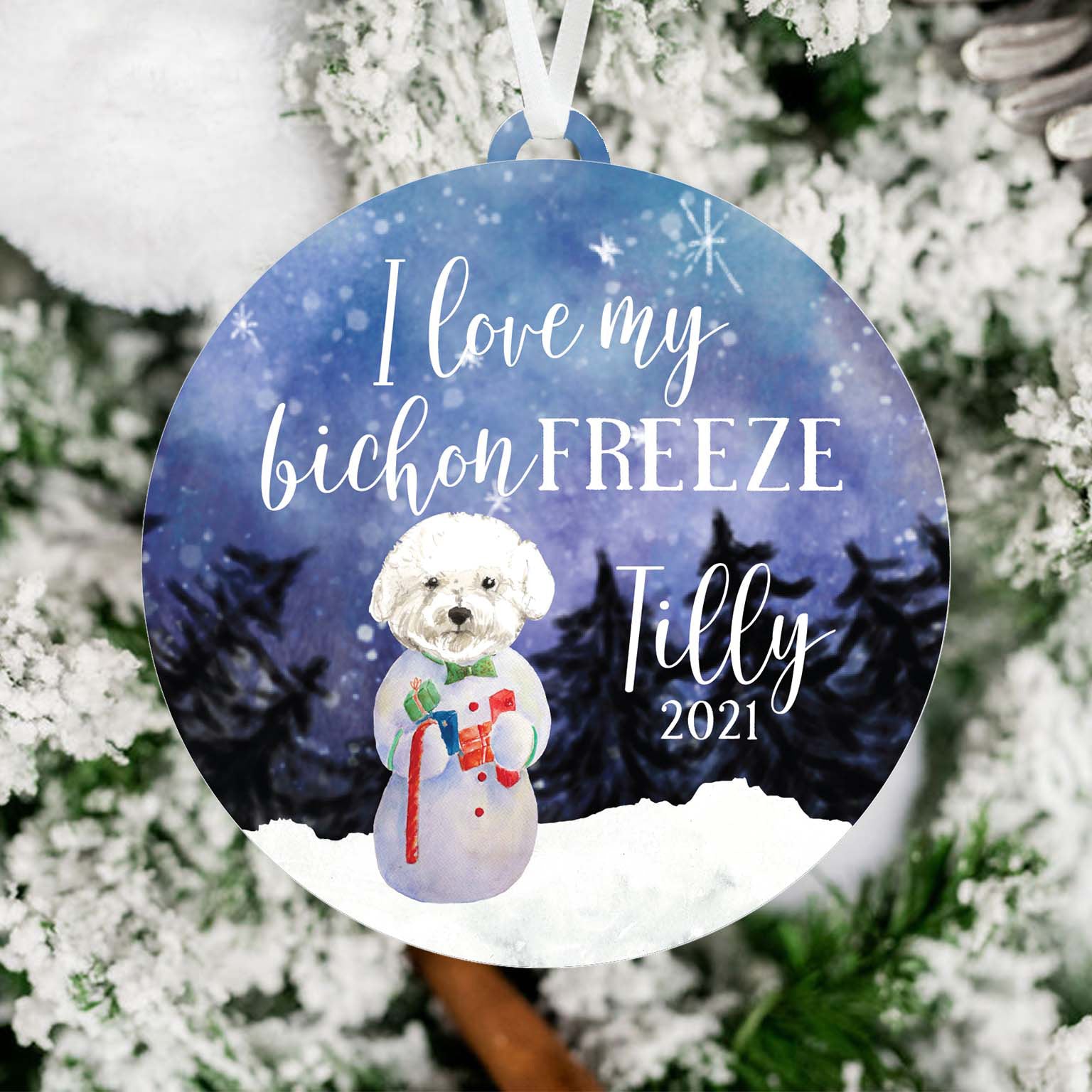 I Love My Bichon Freeze Dog Ornament