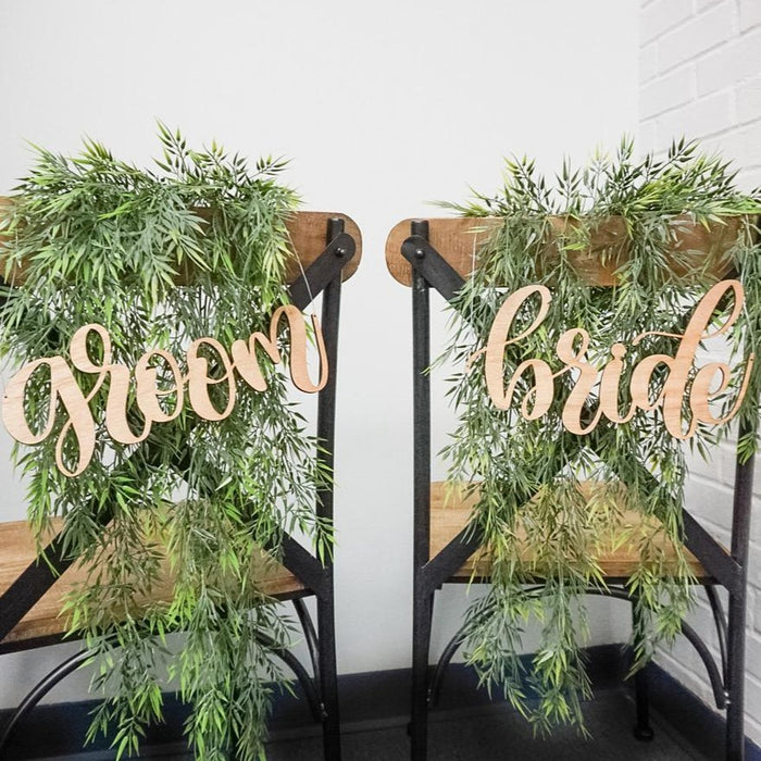 Bride and Groom Chair Sign Set