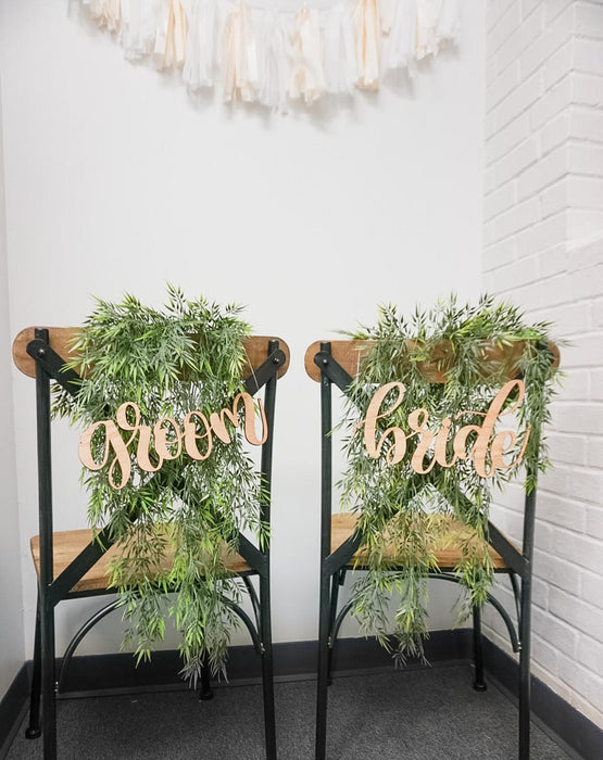 Bride and Groom Chair Sign Set