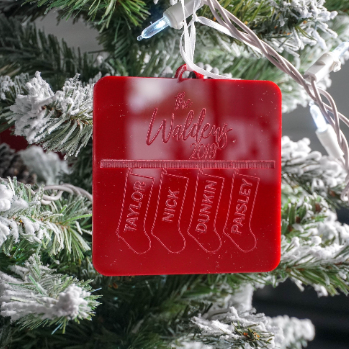 Family Name Stockings Engraved Christmas Ornament