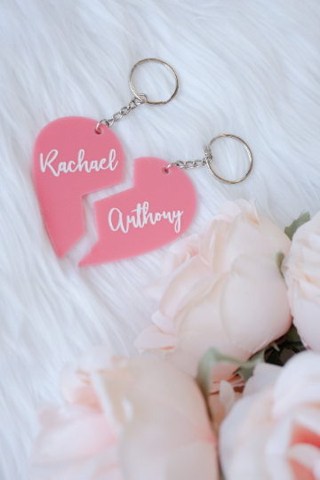 Personalized Heart Engraved Keychains