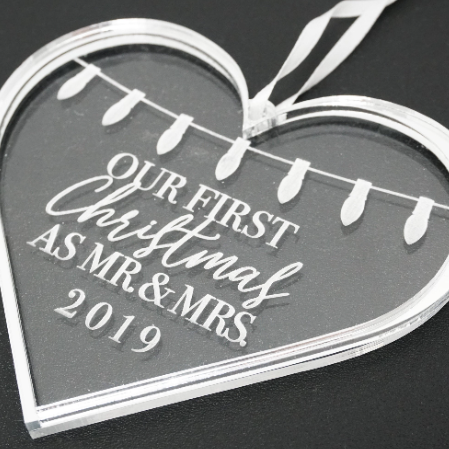 First Christmas as Mr and Mrs Engraved Christmas Ornament