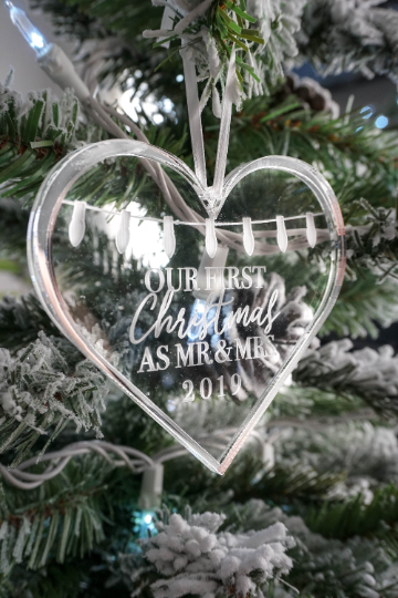 First Christmas as Mr and Mrs Engraved Christmas Ornament