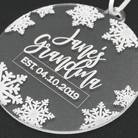 Personalized Grandma EST Engraved Christmas Ornament