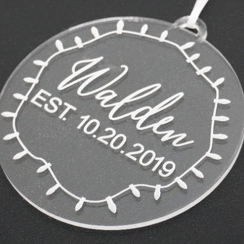 Family Name EST Engraved Christmas Ornament