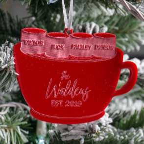 Family Name Hot Chocolate Engraved Christmas Ornament