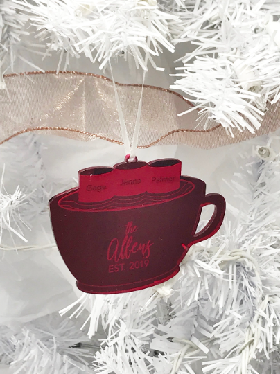 Family Name Hot Chocolate Engraved Christmas Ornament
