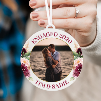 Engaged Photo Christmas Ornament