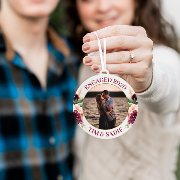 Engaged Photo Christmas Ornament