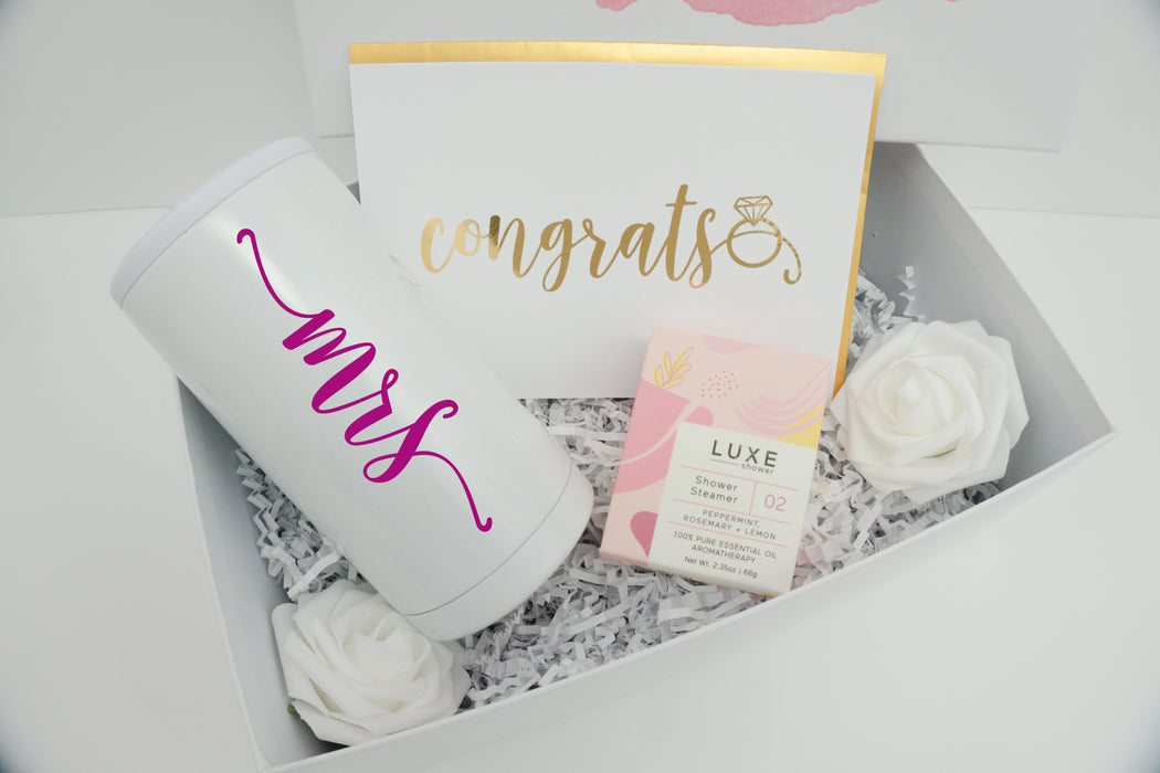 Congrats Future Mrs Pink Watercolor Engagement Gift Box