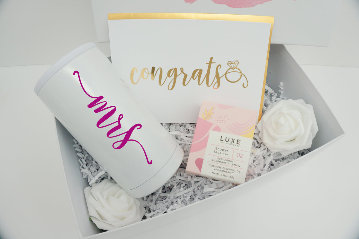Congrats Future Mrs Pink Watercolor Engagement Gift Box