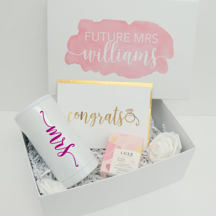 Congrats Future Mrs Pink Watercolor Engagement Gift Box