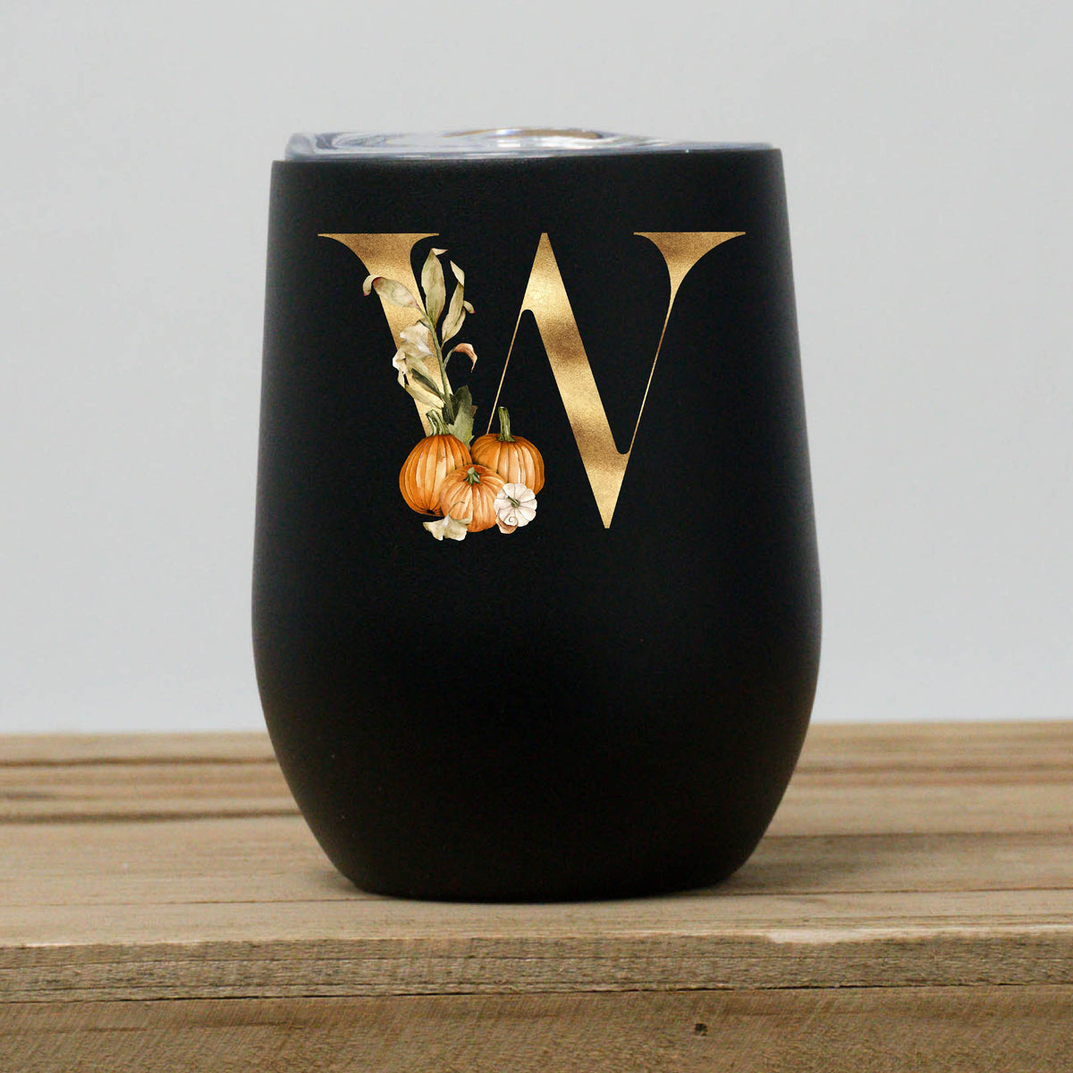 Fall Pumpkin Initial Wine Tumbler