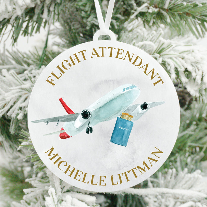 Flight Attendant Personalized Christmas Ornament