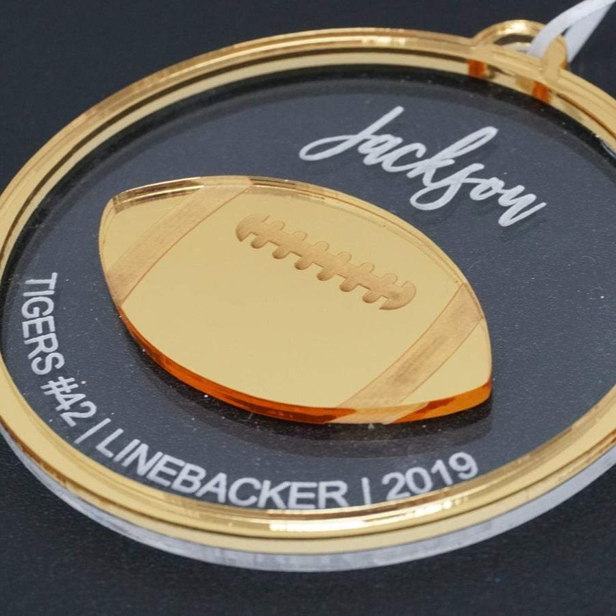 Football Player Personalized Engraved Christmas Ornament