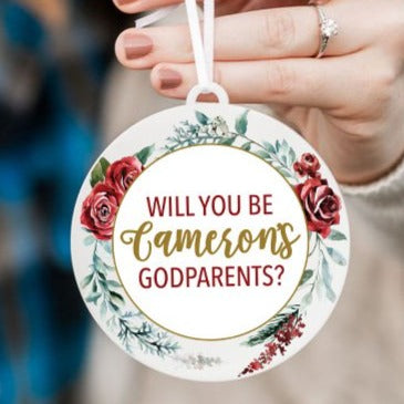 Godparents Proposal Personalized Christmas Ornament