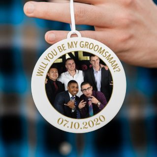Groomsman Proposal Photo Christmas Ornament