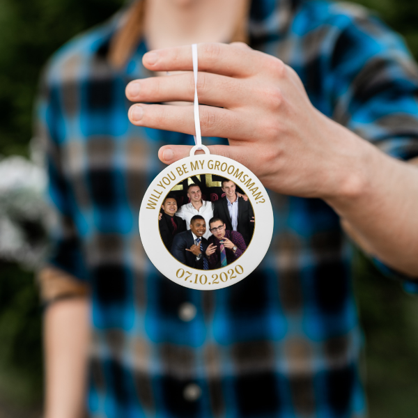 Groomsman Proposal Photo Christmas Ornament