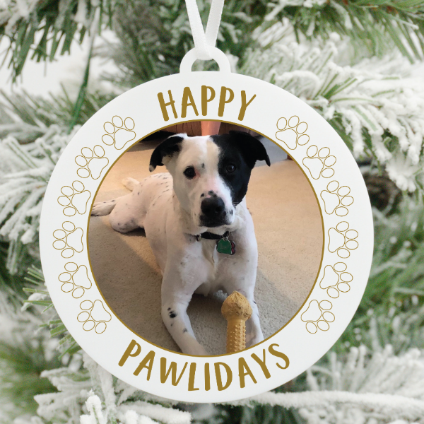 Happy Pawlidays Dog Photo Christmas Ornament
