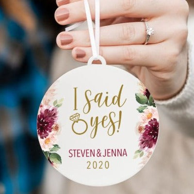 I Said Yes Personalized Engagement Christmas Ornament