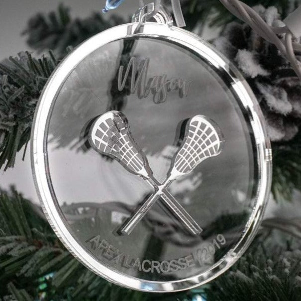 Lacrosse Player Personalized Engraved Christmas Ornament