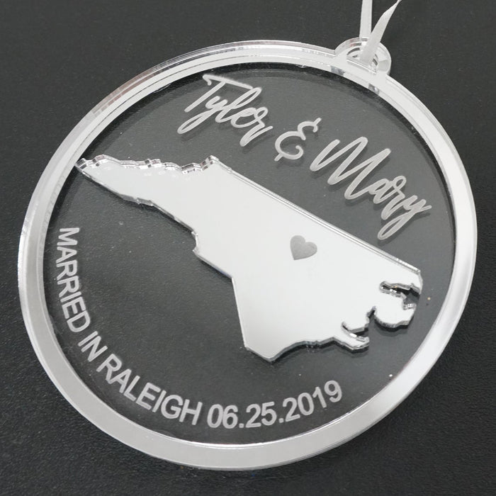 Personalized Married Engraved Christmas Ornament
