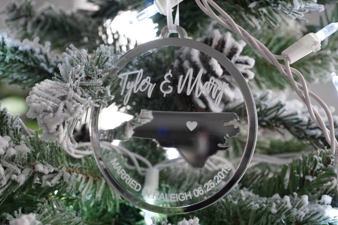 Personalized Married Engraved Christmas Ornament