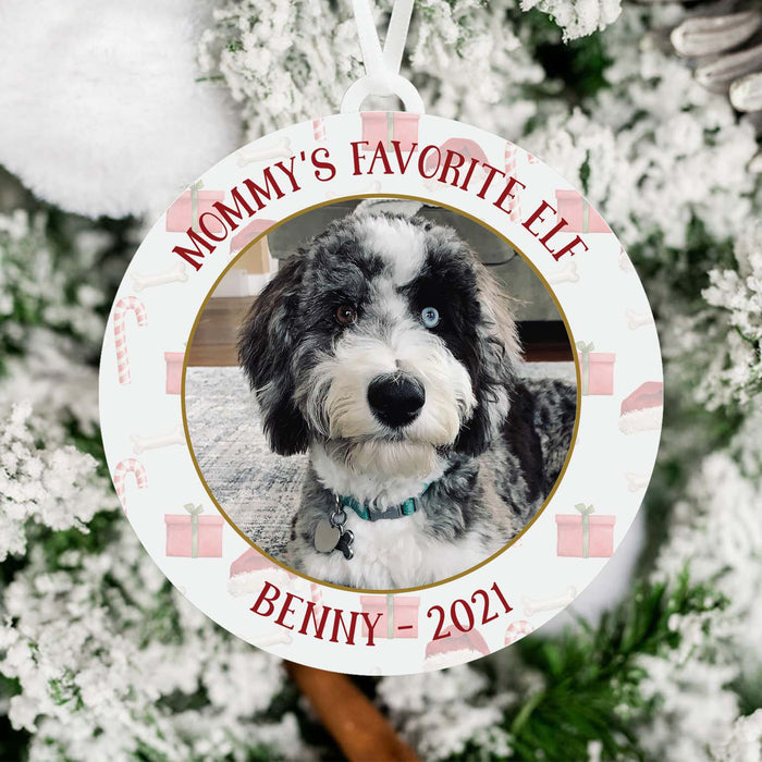 Mommy's Favorite Elf Dog Ornament