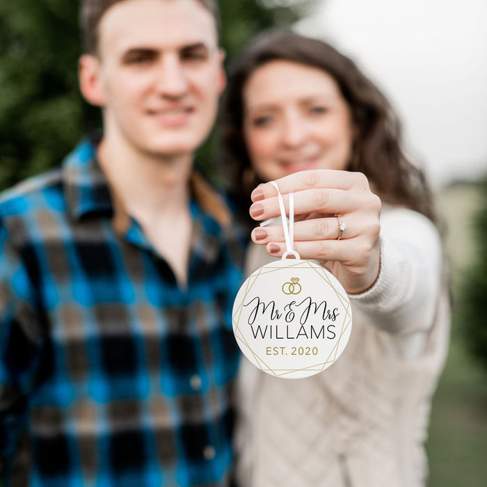 Mr and Mrs EST Personalized Christmas Ornament