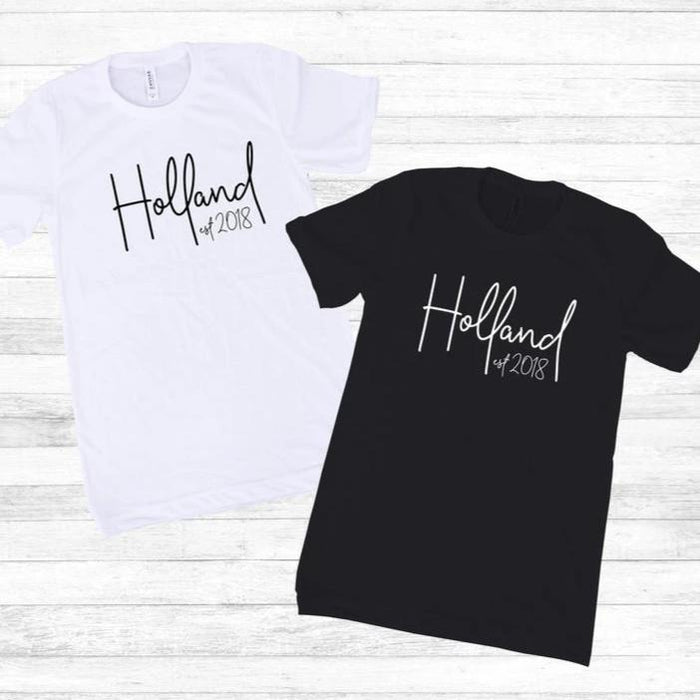 Personalized Name and Date Shirt Set