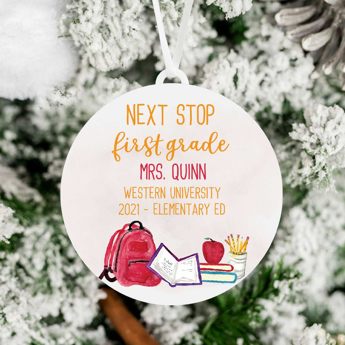 Next Stop First Grade Teacher Graduation Ornament