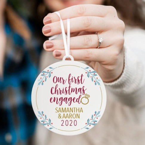 Our First Christmas Engaged Personalized Christmas Ornament