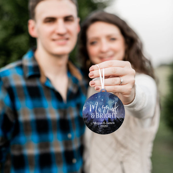 Married and Bright Personalized Christmas Ornament
