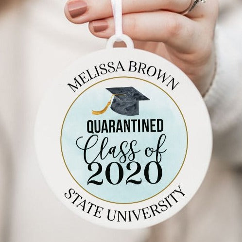 Quarantined Class of 2021 Graduation Christmas Ornament