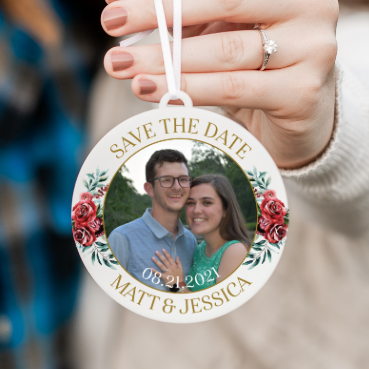 Save the Date Photo Christmas Ornament