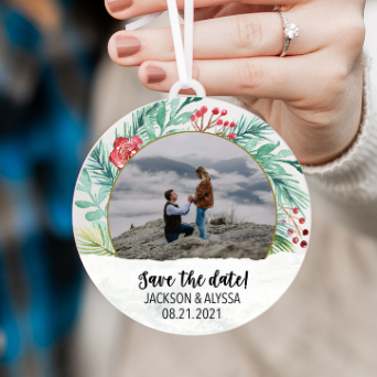 Save the Date Photo Christmas Ornament